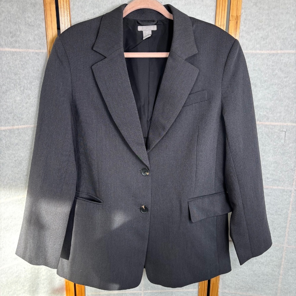 H&M Women's Small Gray Single Breasted Blazer EUC Workwear Casual Office